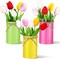 15 Pcs Multicolor Artificial Tulips in 3 Metal Pots – Spring, Easter & Wedding Table Centerpieces, Home & Office Décor